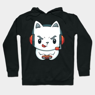 Cute Funny Cat Playing Video Games - Cat Lover Hoodie